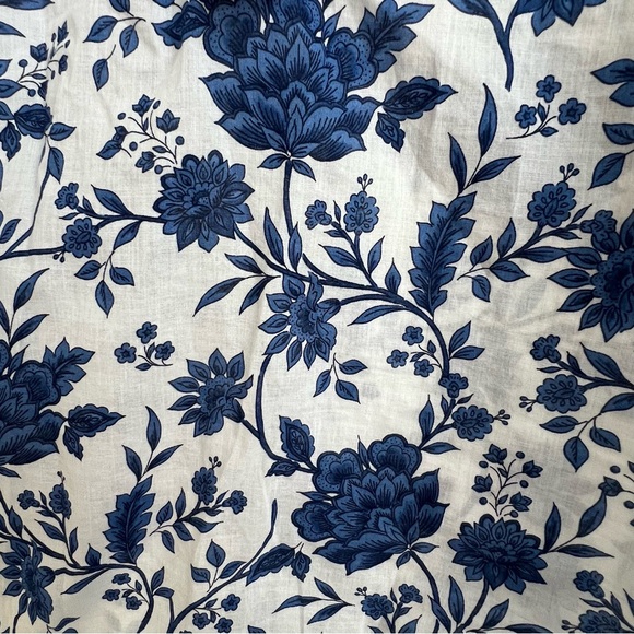 Talbots Popover Petite S Vibrant Floral Ruffle Trim Blouse Blue Coquette Cottage - Picture 4 of 11